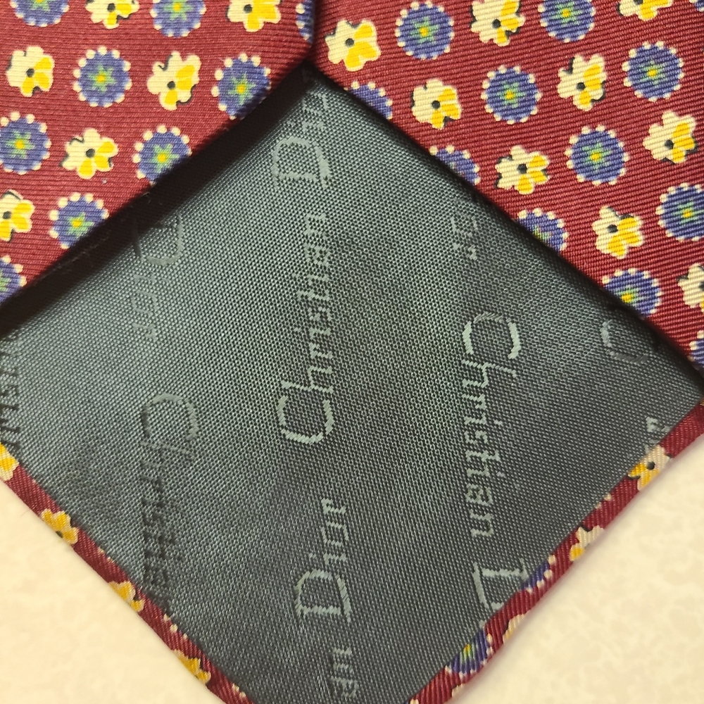 Christian Dior Monsieur Silk Tie Floral 60”x 3.75” Woven in Italy, Made in USA - Picture 5 of 6